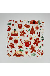 Yılbaşı Kurabiye Pasta Konsept Desenli Dijital Baskılı Kokteyl Peçetesi Yıkanabilir